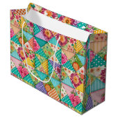 Spring Patchwork Naadloze Medium Gift Bag Groot Cadeauzakje (Voorkant Gekanteld)