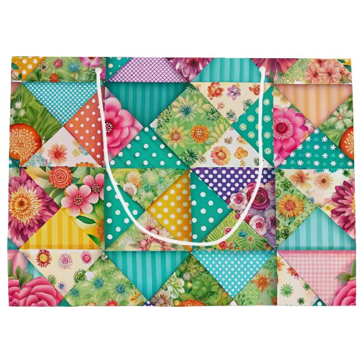 Spring Patchwork Naadloze Medium Gift Bag Groot Cadeauzakje (Achterkant)