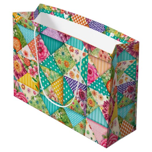 Spring Patchwork Naadloze Medium Gift Bag Groot Cadeauzakje (Achterkant Gekanteld)
