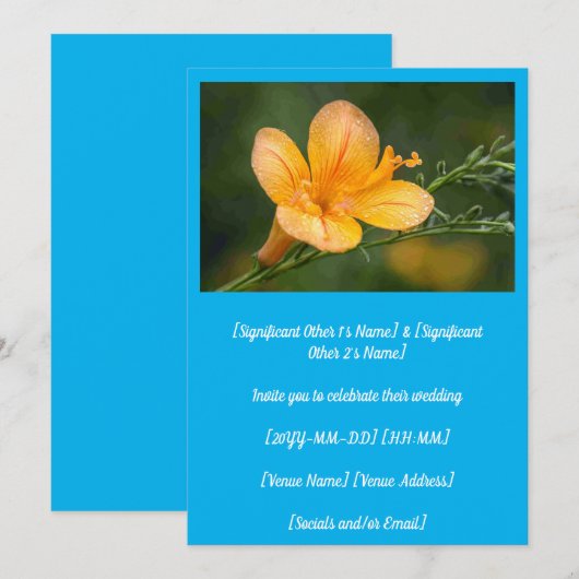 Spring Pea Partiridge Flower Wedding Kaart (Voorkant / Achterkant)