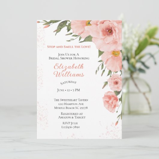 Spring Peach Floral Vrijgezellenfeest Kaart (Staand voorkant)