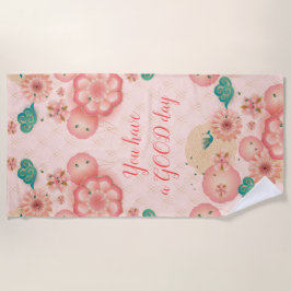 Spring Peach Flowers Garden Floral roze patroon Strandlaken