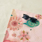 Spring Peach Flowers Garden Floral roze patroon Strandlaken (In situ)