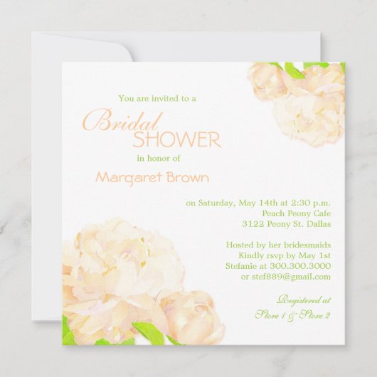 Spring Peach Peony Boho Vrijgezellenfeest Kaart (Voorkant)