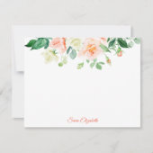 Spring Peach Rozen Gepersonaliseerde Flat Note Kaa Notitiekaartje (Voorkant)