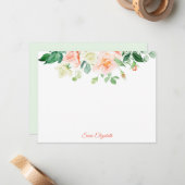 Spring Peach Rozen Gepersonaliseerde Flat Note Kaa Notitiekaartje (Voorkant / Achterkant in situ)