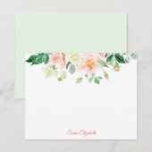 Spring Peach Rozen Gepersonaliseerde Flat Note Kaa Notitiekaartje (Voorkant / Achterkant)