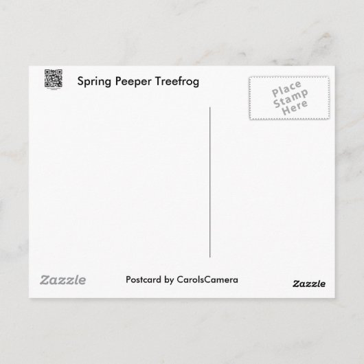 Spring Peeper (Pseudacris crucifer) Treefrog Items Briefkaart (Achterkant)