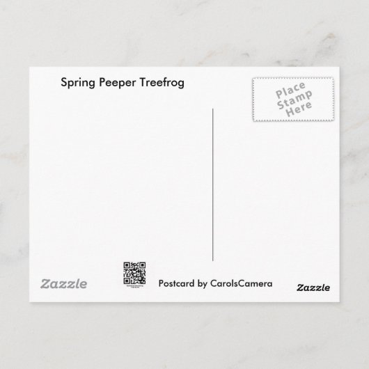 Spring Peeper (Pseudacris crucifer) Treefrog Items Briefkaart (Achterkant)