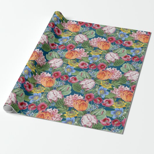 Spring Peonies Tulips Flowers Garden Cadeaupapier (Uitgerold)