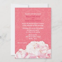 Spring Peony Blooms Coral Pink Weddenschap Kaart