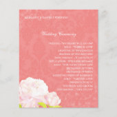 Spring Peony Coral Wedding Programme (Voorkant)