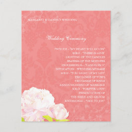 Spring Peony Coral Wedding Programme