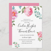 Spring Peony Floral Wedding Invitation Kaart (Voorkant / Achterkant)