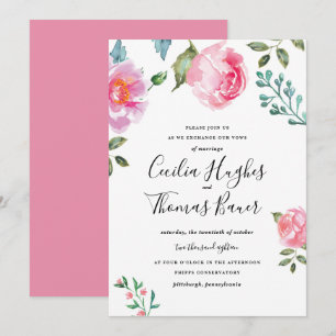 Spring Peony Floral Wedding Invitation Kaart