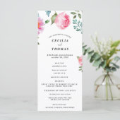 Spring Peony Floral Wedding Programma Programmakaart (Staand voorkant)