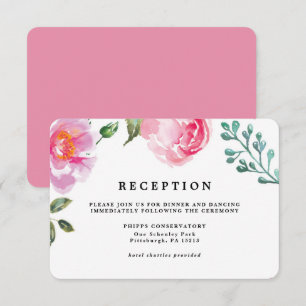 Spring Peony Floral Wedding Reception Card Kaart