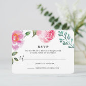 Spring Peony Floral Wedding Reply Card RSVP Kaartje (Staand voorkant)