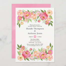 Spring Peony Flower Couples Shower Kaart
