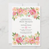Spring Peony Flowers Engagement Party Kaart (Voorkant)