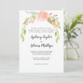 Spring Peony Formal Wedding Invitation Kaart (Staand voorkant)