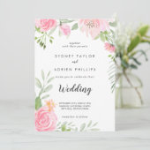 Spring Peony Front and Back Wedding Invitation Kaart (Staand voorkant)