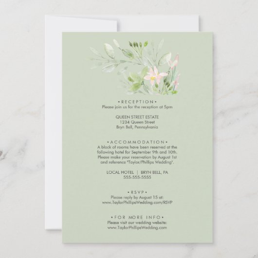 Spring Peony Front and Back Wedding Invitation Kaart (Achterkant)