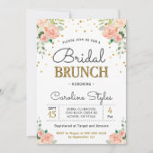 Spring Peony Gold Glitter Elegant Bridal Brunch Kaart (Voorkant)