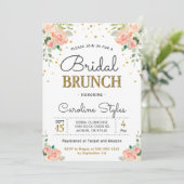 Spring Peony Gold Glitter Elegant Bridal Brunch Kaart (Staand voorkant)