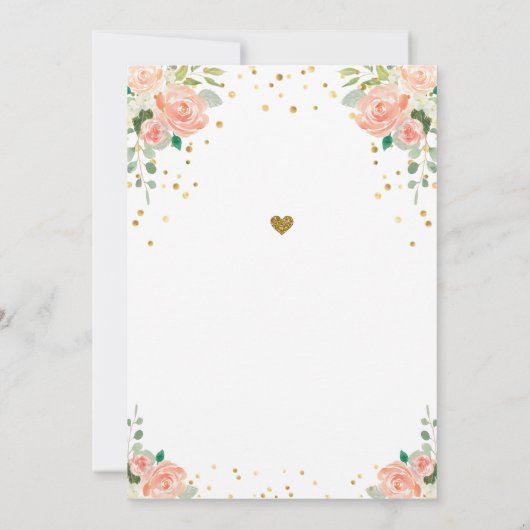 Spring Peony Gold Glitter Elegant Bridal Brunch Kaart (Achterkant)