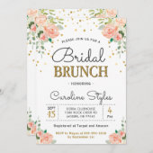 Spring Peony Gold Glitter Elegant Bridal Brunch Kaart (Voorkant / Achterkant)