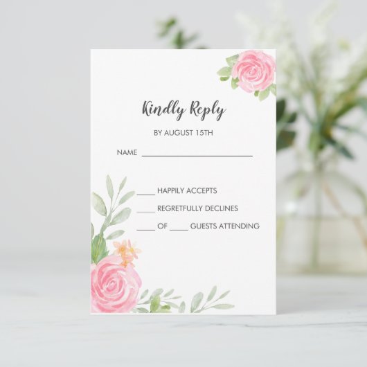 Spring Peony RSVP-kaart RSVP Kaartje (Staand voorkant)