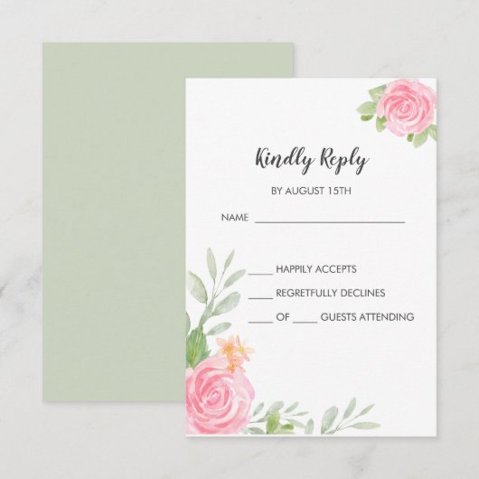 Spring Peony RSVP-kaart RSVP Kaartje (Voorkant / Achterkant)