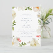 Spring Peony Waterverf huwelijksuitnodiging Kaart (Staand voorkant)