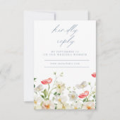Spring Peony Waterverf Trouwantwoord RSVP-kaart RSVP Kaartje (Voorkant)