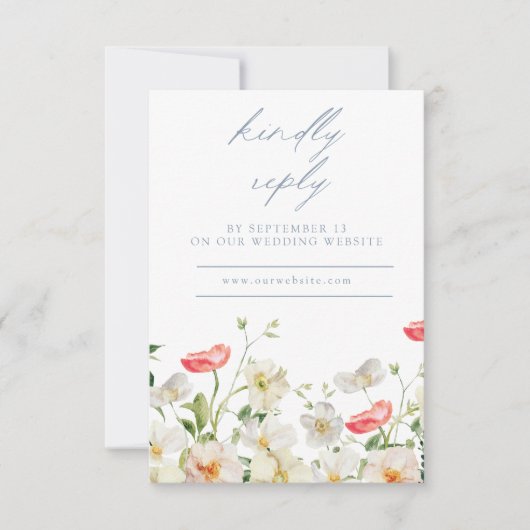 Spring Peony Waterverf Trouwantwoord RSVP-kaart RSVP Kaartje (Voorkant)