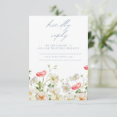 Spring Peony Waterverf Trouwantwoord RSVP-kaart RSVP Kaartje (Staand voorkant)