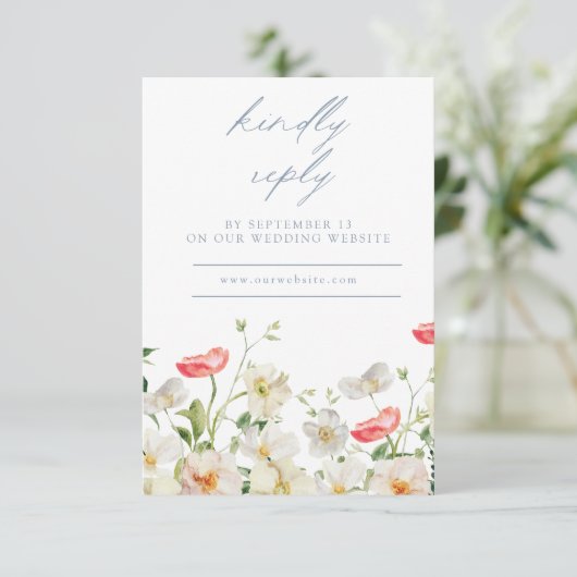 Spring Peony Waterverf Trouwantwoord RSVP-kaart RSVP Kaartje (Staand voorkant)