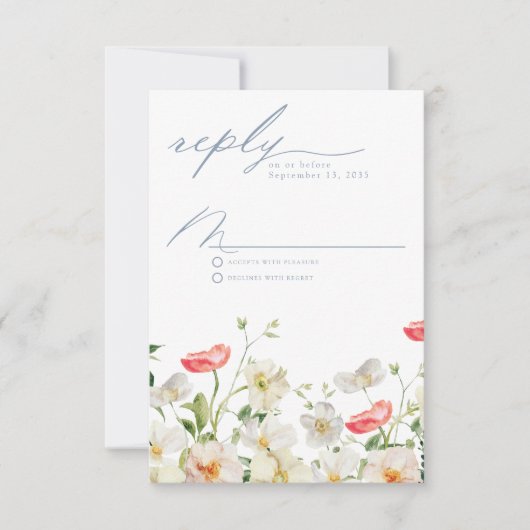 Spring Peony Waterverf Trouwantwoord RSVP-kaart RSVP Kaartje (Voorkant)