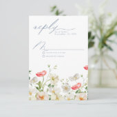 Spring Peony Waterverf Trouwantwoord RSVP-kaart RSVP Kaartje (Staand voorkant)