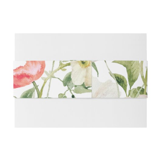 Spring Peony Waterverf Wedding Belly Band Uitnodigingen Wikkel (Achterkant Voorbeeld)