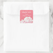 Spring Peony Wedding Bedankt voor je plezier Vierkante Sticker (Tas)