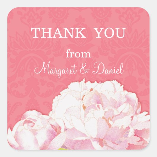 Spring Peony Wedding Bedankt voor je plezier Vierkante Sticker (Voorkant)