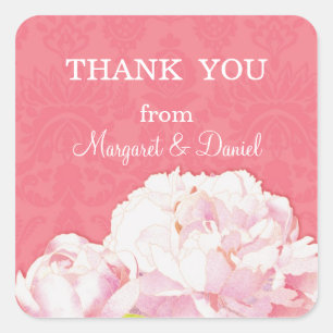 Spring Peony Wedding Bedankt voor je plezier Vierkante Sticker