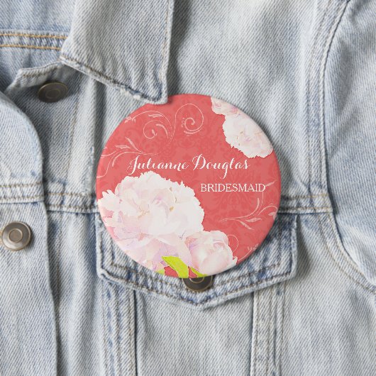 Spring Peony Wedding Bouquet Bridesmaids Ronde Button 4,0 Cm (In situ)