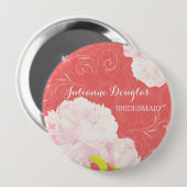 Spring Peony Wedding Bouquet Bridesmaids Ronde Button 4,0 Cm (Voorkant /achterkant)