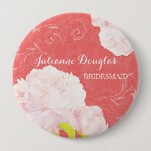 Spring Peony Wedding Bouquet Bridesmaids Ronde Button 4,0 Cm (Voorkant)