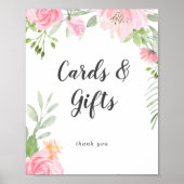 Spring Peony Wedding Cards and Gifts Sign Poster (Voorkant)