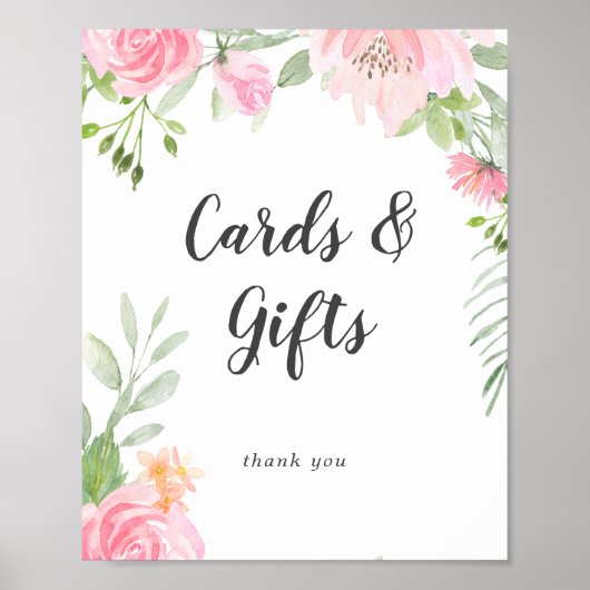 Spring Peony Wedding Cards and Gifts Sign Poster (Voorkant)