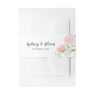 Spring Peony Wedding Invitation Belly Band Uitnodigingen Wikkel